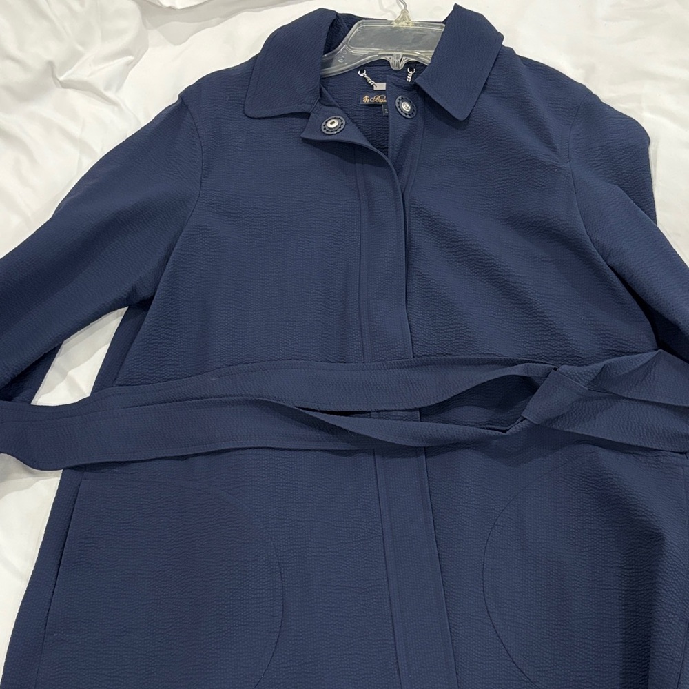 Brooks Brothers Navy Blue Belted Rain Coat